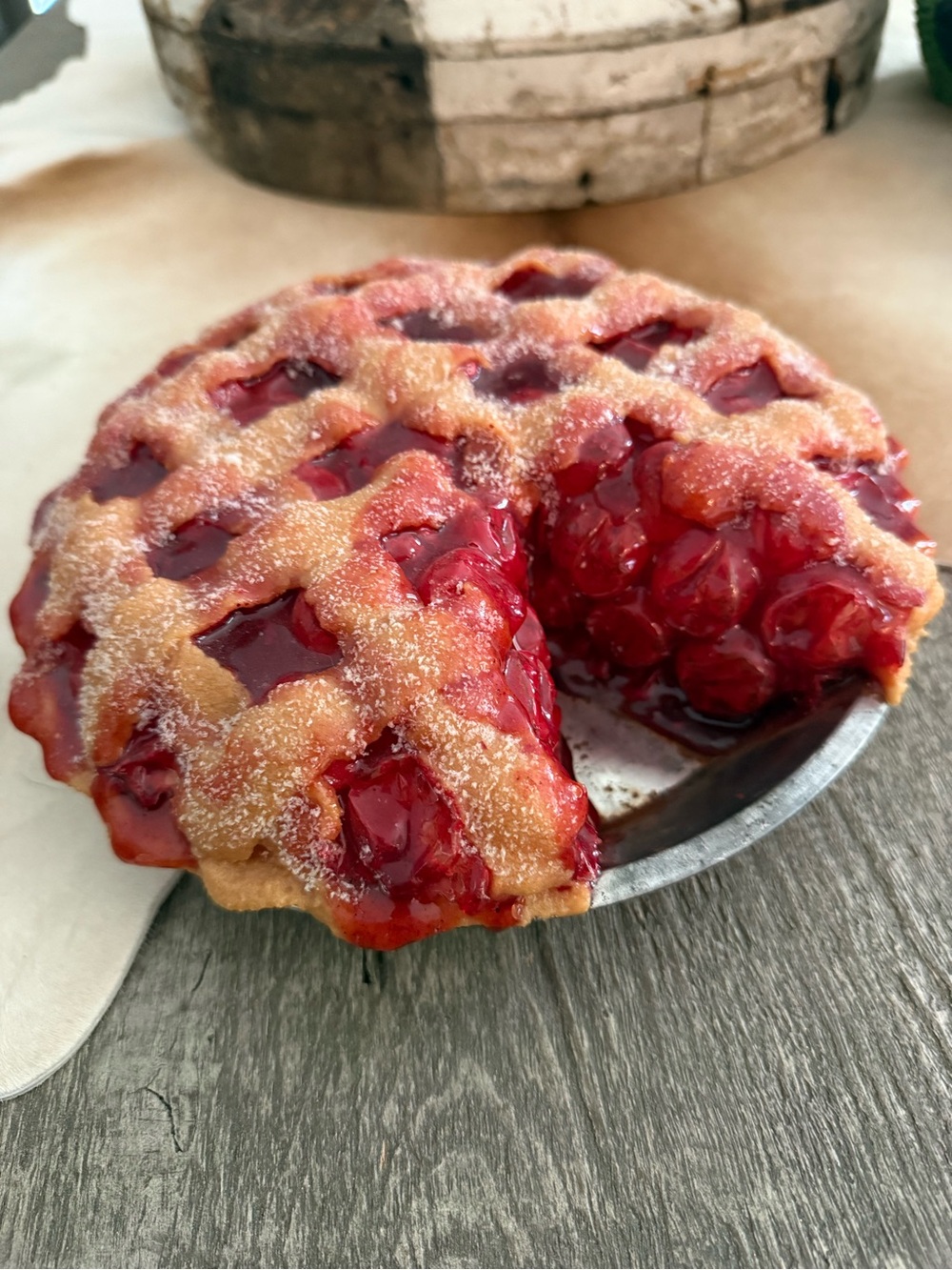 Realistic Cherry Lattice Pie Decoration - Red Faux Cherry Pie Prop